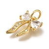 Rack Plating Brass Micro Pave Clear Cubic Zirconia Charms KK-G500-09G-2