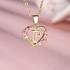 Brass Rose Flower Heart with Letter Pendant Necklaces FS-WGF6950-16-1