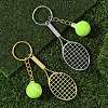 5Pcs Opaque Acrylic Tennis with Alloy Tennis Racket Keychains KEYC-YW00243-01-5