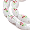 Printing Glass Oval Beads for Necklaces Bracelets Making GLAA-B020-01A-12-4