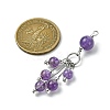 Natural Amethyst Round Tassel Big Pendants PALLOY-JF03281-05-2