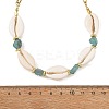 Natural Blue Apatite Chip & Cowrie Shell Beaded Necklaces for Women NJEW-JN06385-3