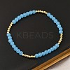 Brass & Glass Round Beaded Stretch Bracelets for Women BJEW-F515-04G-5