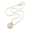 Flat Round with Santa Muerte Brass Micro Pave Cubic Zirconia Pendant Necklaces LS-NJEW-S385-03B-G-3