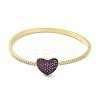 Rack Plating Brass Micro Pave Cubic Zirconia Heart Hinged Bangles for Women BJEW-R317-01A-G-2