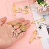 5Pcs Heart & Leaf Iron Safety Pins JEWB-CA00013-3
