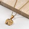 304 Stainless Steel Elephant Pendant Necklaces NJEW-S439-07G-2