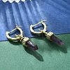 Natural Amethyst Hoop Earrings EJEW-P306-01G-10-2