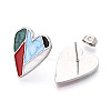 304 Stainless Steel Enamel Stud Earrings EJEW-T047-24-P-2
