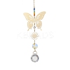 Glass Beads & 201 Stainless Steel Butterfly Hanging Suncatchers HJEW-JM04761-02-2