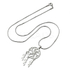 Bohemian 201 Stainless Steel Flower Woven Web/Net with Feather Pendant Necklaces NJEW-P327-07P-B-4