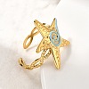 Ocean Theme 304 Stainless Steel & Enamel Cuff Rings for Women RJEW-F192-01A-G-2
