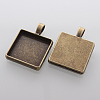 Square Alloy Pendant Cabochon Settings X-PALLOY-N0088-07AB-NF-2