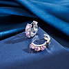 925 Sterling Silver Cubic Zirconia Hoop Earrings EJEW-L294-016P-4