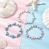 3Pcs 3 Colors Starfish & Turtle Synthetic Turquoise Beads Stretch Bracelets for Women BJEW-JB12129-1