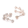 Brass Micro Pave Clear Cubic Zirconia Stud Earrings EJEW-F258-01L-RG-2