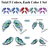 5 Sets 5 Colors Epoxy Resin Wing Pendants FIND-SC0014-12-2