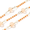 Brass Hexagonal Column Glass Seaded Beaded & Resin Round Beaded Link Chains CHC-G026-01B-1