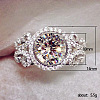 Flat Round Brass Micro Pave Clear Cubic Zirconia Finger Rings for Women FS-WG22049-01-4