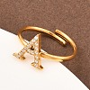 304 Stainless Steel Micro Pave Cubic Zirconia Cuff Open Rings LS-RJEW-D336-01G-10-1