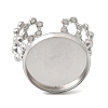 Hollow Flower 304 Stainless Steel Cuff Ring Components STAS-P454-03E-P-2