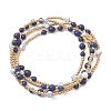 Round Natural Lapis Lazuli & Synthetic Howlite Beaded Wrap Long Necklaces NJEW-JN05907-02-2