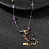 Natural Amethyst Chip 304 Stainless Steel Link Chain Necklaces for Women NJEW-K255-59G-4