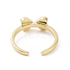 Clear Cubic Zirconia Heart Bowknot Open Cuff Ring RJEW-E072-06G-3