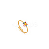 Daisy 304 Stainless Steel Enamel Open Cuff Rings for Women RJEW-M061-01G-06-1