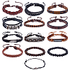13Pcs 5 Styles PU Imitation Leather Braided Bracelets for Women Men BJEW-CL0001-22-1