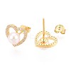 925 Sterling Silver Micro Pave Clear Cubic Zirconia Hear Stud Earrings STER-N016-78G-2