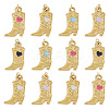12Pcs 304 Stainless Steel Enamel Pendants STAS-TA0005-75B-2