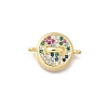Brass Micro Pave Cubic Zirconia Flat Round Links Connector Charms KK-D431-081G-02-1