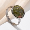 Half Round Natural & Synthetic Gemstone Finger Rings RJEW-M062-01P-23-5