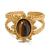 Oval Natural Tiger Eye Finger Rings RJEW-Q822-23G-02-2