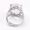 Adjustable Natural Quartz Crystal Finger Rings RJEW-F075-01G-3