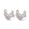 Heart & Word Love Brass Micro Pave Cubic Zirconia Cuff Earrings for Women EJEW-P281-05P-1