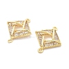 Brass Clear Cubic Zirconia Connector Charms KK-B134-28G-3