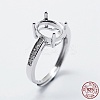 Anti-Tarnish Rhodium Plated 925 Sterling Silver Finger Ring Components STER-G027-18P-4