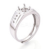 Rhodium Plated 925 Sterling Silver Micro Pave Cubic Zirconia Engagement Solitaire Adjustable Ring Settings STER-T008-14P-1
