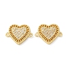 Rack Plating Brass Cubic Zirconia Heart Connector Charms KK-C084-08F-G-1