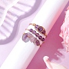 3Pcs Natural  Amethyst Bead Finger Ring RJEW-JR00855-02-3