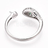 Rhodium Plated 925 Sterling Silver Micro Pave Cubic Zirconia Open Cuff Ring Settings STER-T007-125P-3