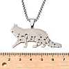 201 Stainless Steel Hollow Cat Shaped Pendant Box Chain Necklaces NJEW-M086-06P-3