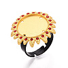 Adjustable Flower Alloy & Iron Rhinestone Bezel Cup Ring Base with Rotatable Tray MAK-T012-09G-1