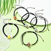 Sport Theme Acylic & Brass Heart Braided Bead Bracelet BJEW-JB09713-2