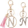 2Pcs 2 Style Alloy Rhinestone Keychain Sets KEYC-WR0001-01N-1