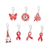 7Pcs 7 Styles Awareness Ribbon Theme Alloy Enamel Pendant Decorations HJEW-JM03383-2
