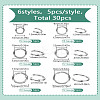 30Pcs 6 Styles Tarnish Resistant 304 Stainless Steel Open Jump Rings STAS-LP0001-62-2
