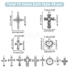 130Pcs 13 Styles Tibetan Style Cross Alloy Pendants FIND-WR0011-41-2